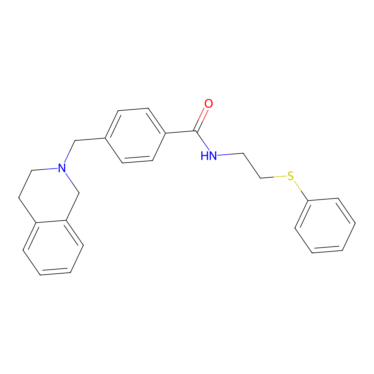 4-(3,4-dihydro-1H-isoquinolin-2-ylmethyl)-N-(2-phenylsulfanylethyl)benzamide molecular structure, CAS 409355-10-8