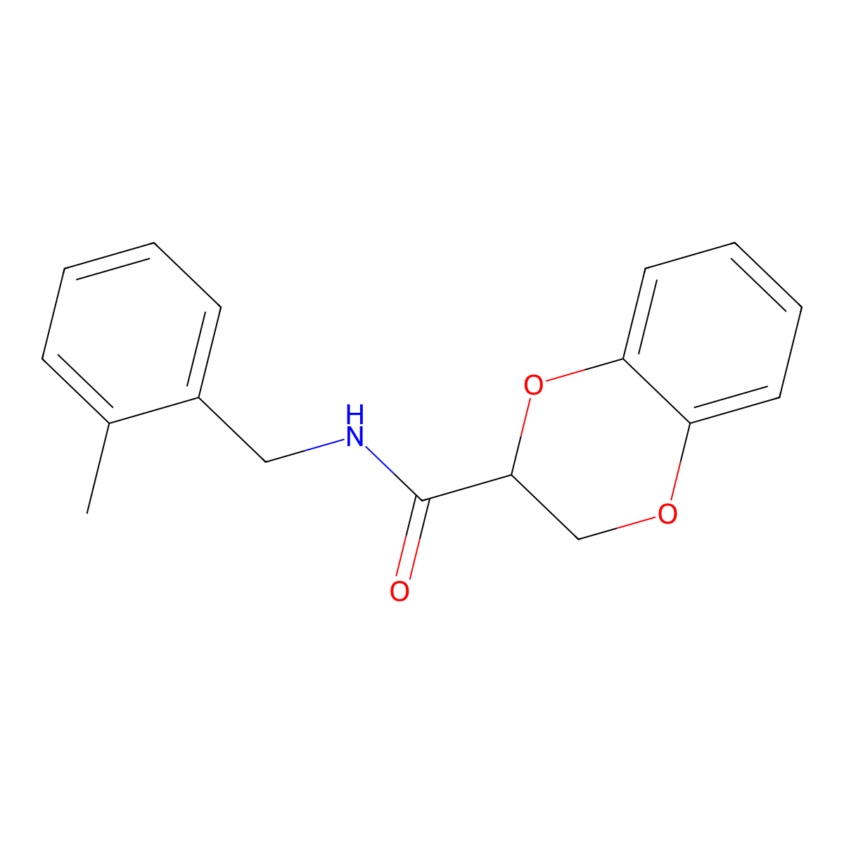N-[(2-methylphenyl)methyl]-2,3-dihydro-1,4-benzodioxine-3-carboxamide molecular structure, CAS 409355-46-0