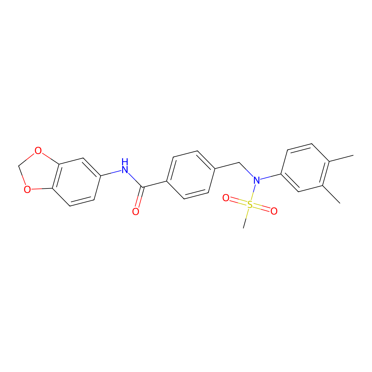 N-(1,3-benzodioxol-5-yl)-4-[(3,4-dimethyl-N-methylsulfonylanilino)methyl]benzamide molecular structure, CAS 409355-59-5