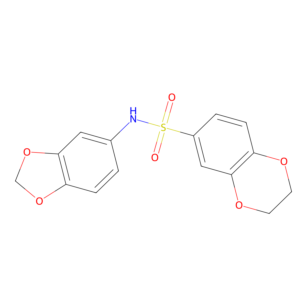 N-(1,3-benzodioxol-5-yl)-2,3-dihydro-1,4-benzodioxine-6-sulfonamide molecular structure, CAS 409356-29-2