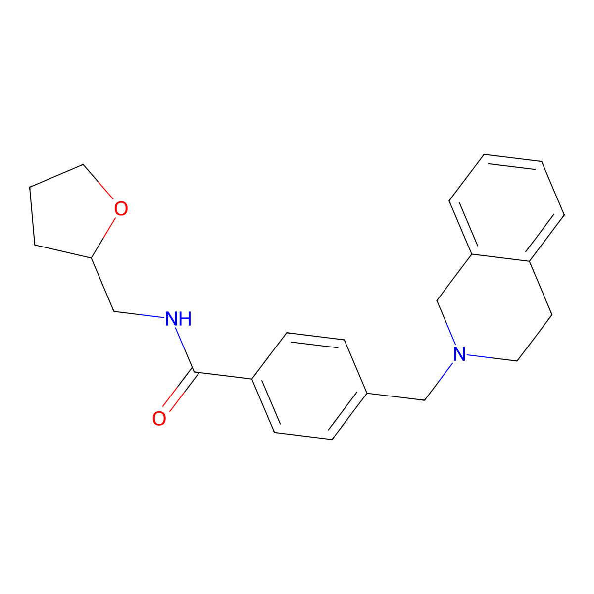 4-(3,4-dihydro-1H-isoquinolin-2-ylmethyl)-N-(oxolan-2-ylmethyl)benzamide molecular structure, CAS 409356-44-1
