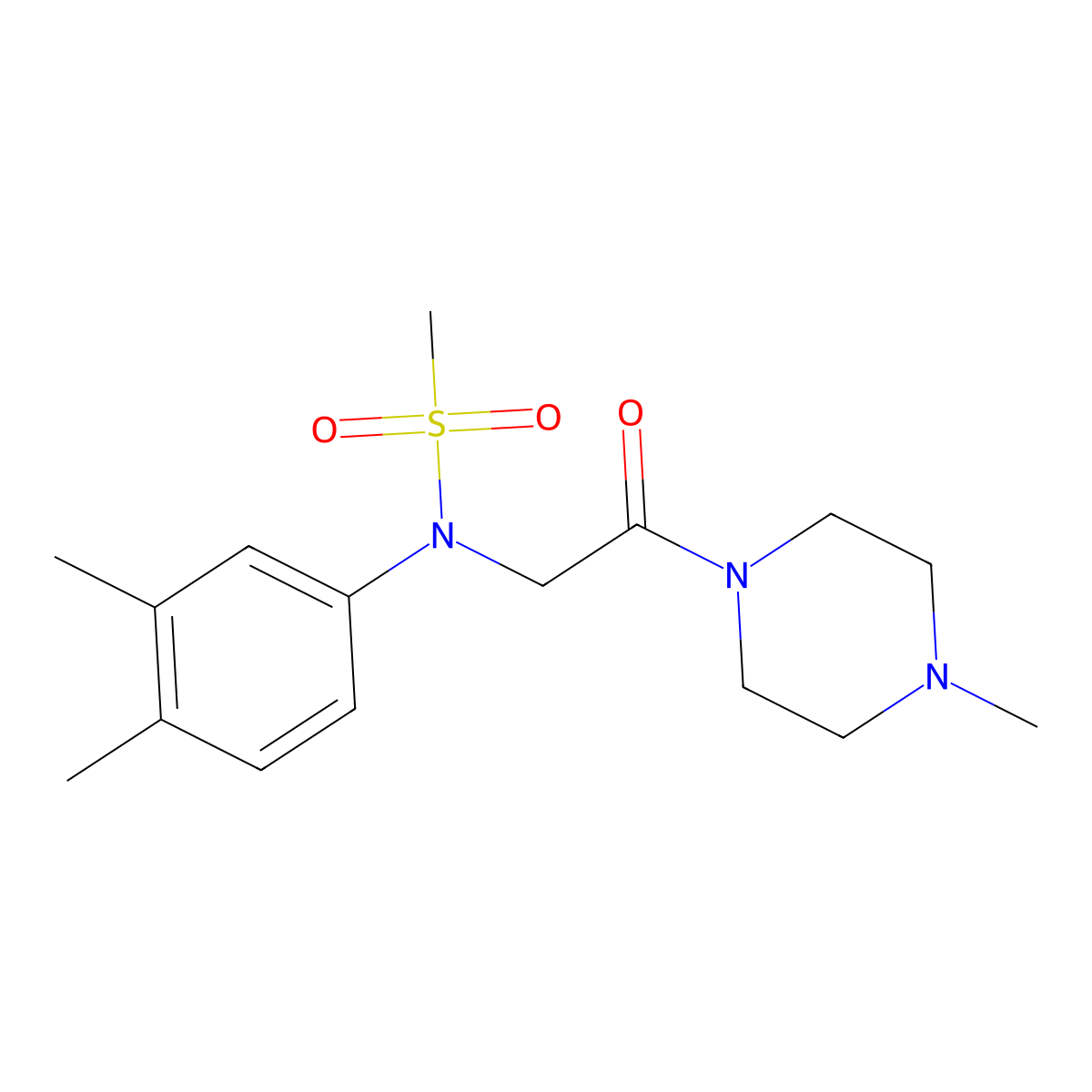 N-(3,4-dimethylphenyl)-N-[2-(4-methylpiperazin-1-yl)-2-oxoethyl]methanesulfonamide molecular structure, CAS 409356-49-6