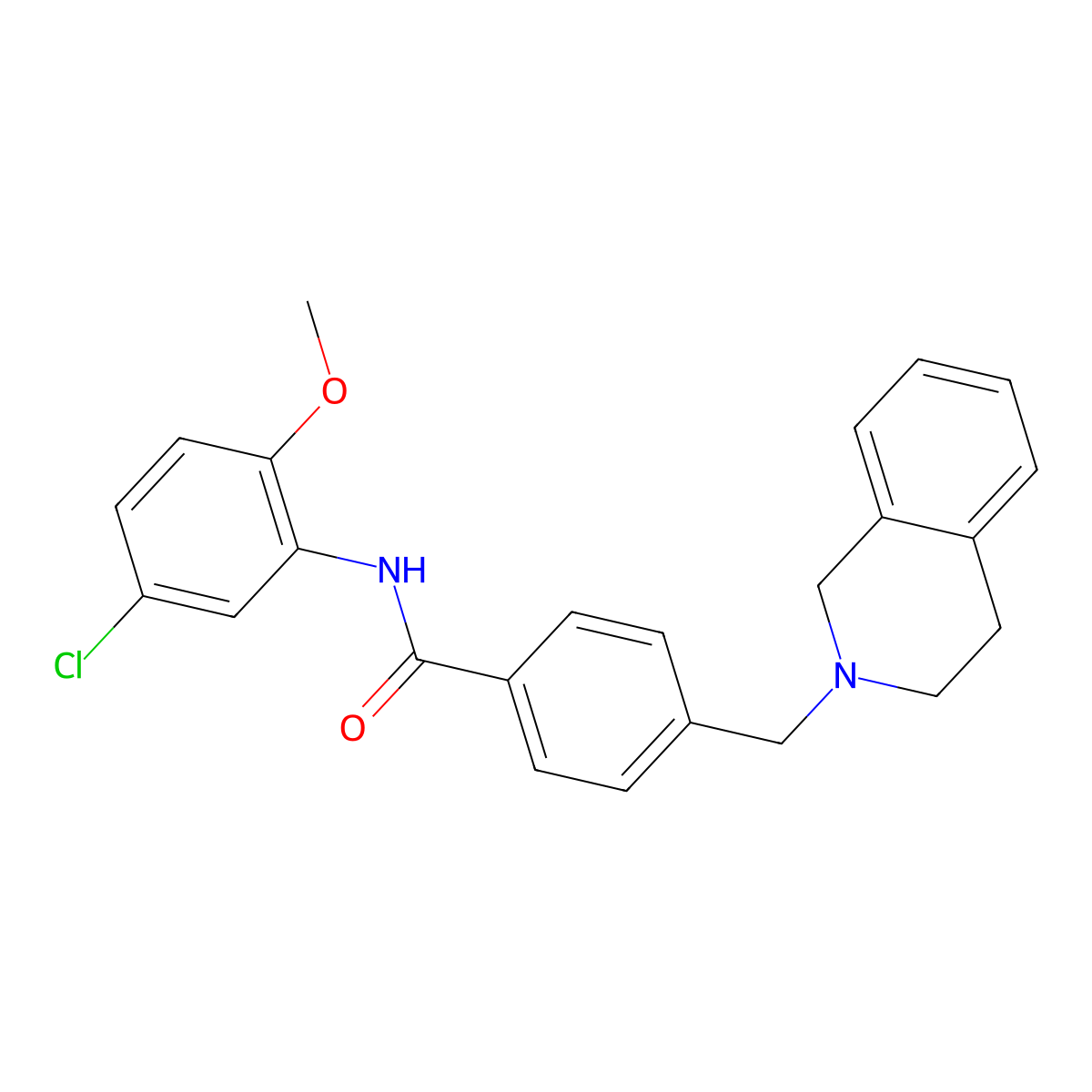 N-(5-chloro-2-methoxyphenyl)-4-(3,4-dihydroisoquinolin-2(1H)-ylmethyl)benzamide molecular structure, CAS 409356-52-1