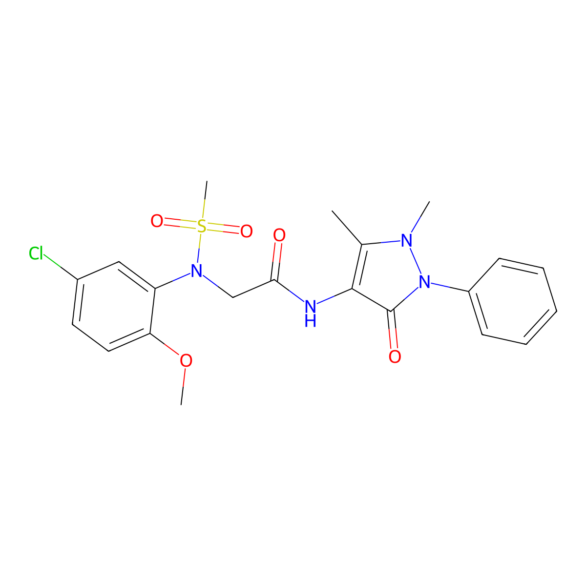 2-(5-chloro-2-methoxy-N-methylsulfonylanilino)-N-(1,5-dimethyl-3-oxo-2-phenylpyrazol-4-yl)acetamide molecular structure, CAS 409356-64-5