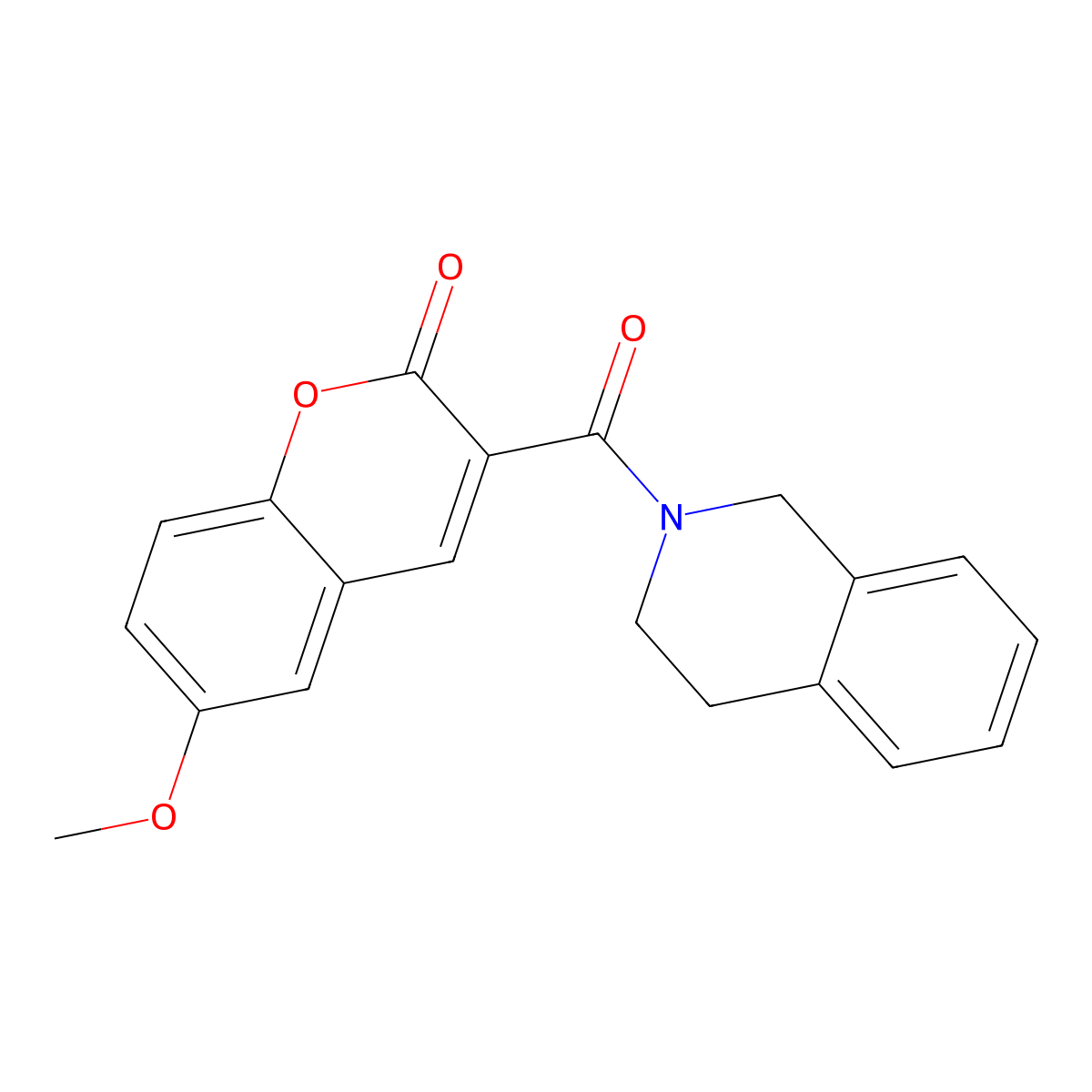 6-methoxy-3-(1,2,3,4-tetrahydroisoquinoline-2-carbonyl)-2H-chromen-2-one molecular structure, CAS 409356-95-2