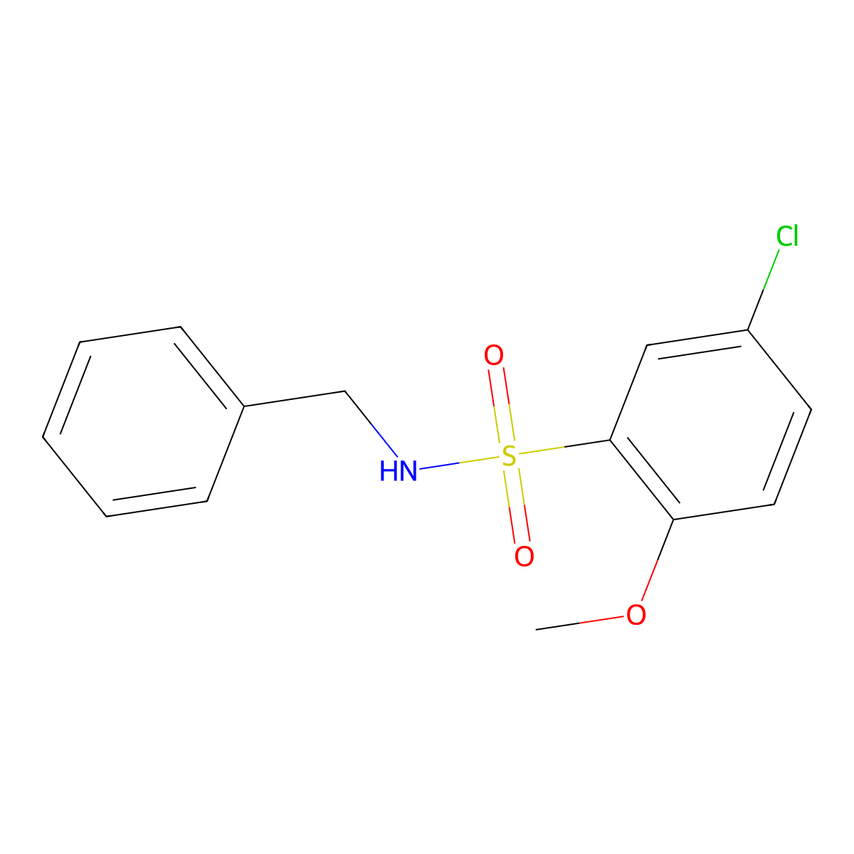 N-benzyl-5-chloro-2-methoxybenzenesulfonamide molecular structure, CAS 409357-18-2