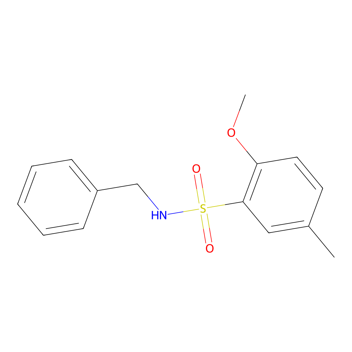 N-benzyl-2-methoxy-5-methylbenzenesulfonamide molecular structure, CAS 409357-19-3