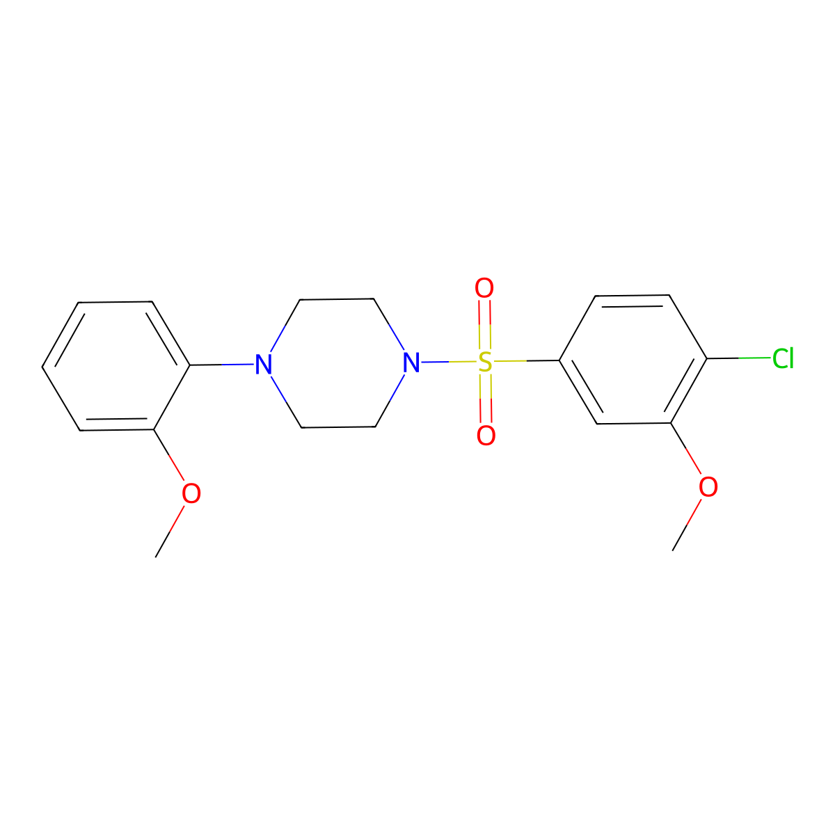 1-[(4-Chloro-3-methoxyphenyl)sulfonyl]-4-(2-methoxyphenyl)piperazine molecular structure, CAS 409357-21-7