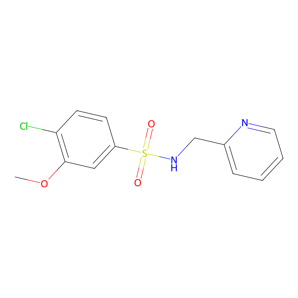 4-chloro-3-methoxy-N-(pyridin-2-ylmethyl)benzenesulfonamide molecular structure, CAS 409357-25-1