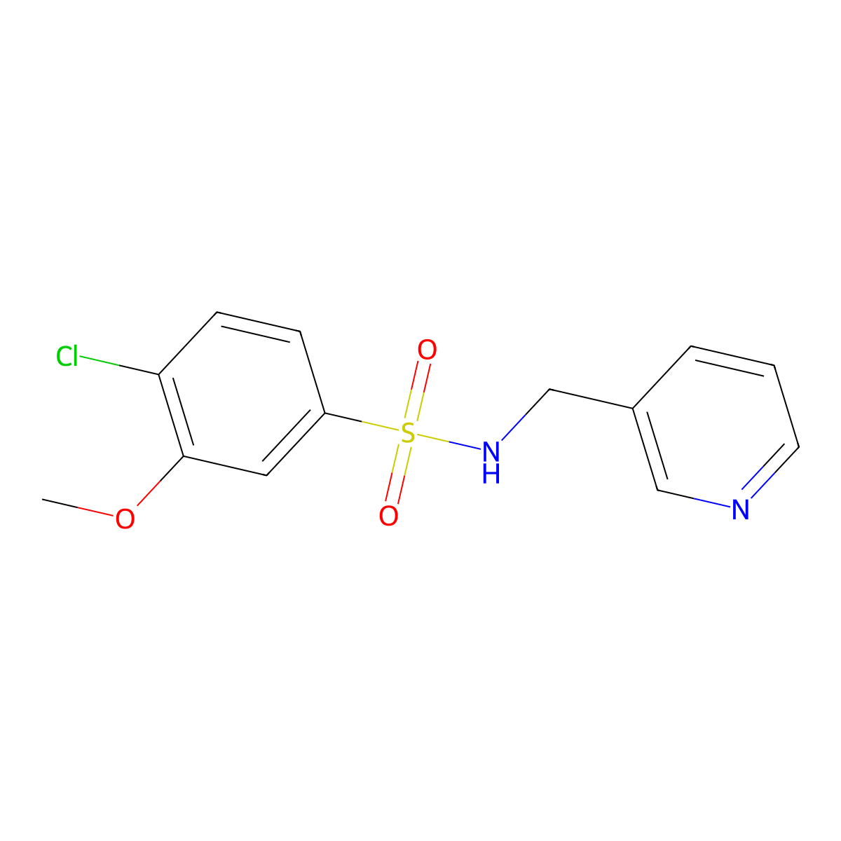 4-chloro-3-methoxy-N-(pyridin-3-ylmethyl)benzenesulfonamide molecular structure, CAS 409357-26-2