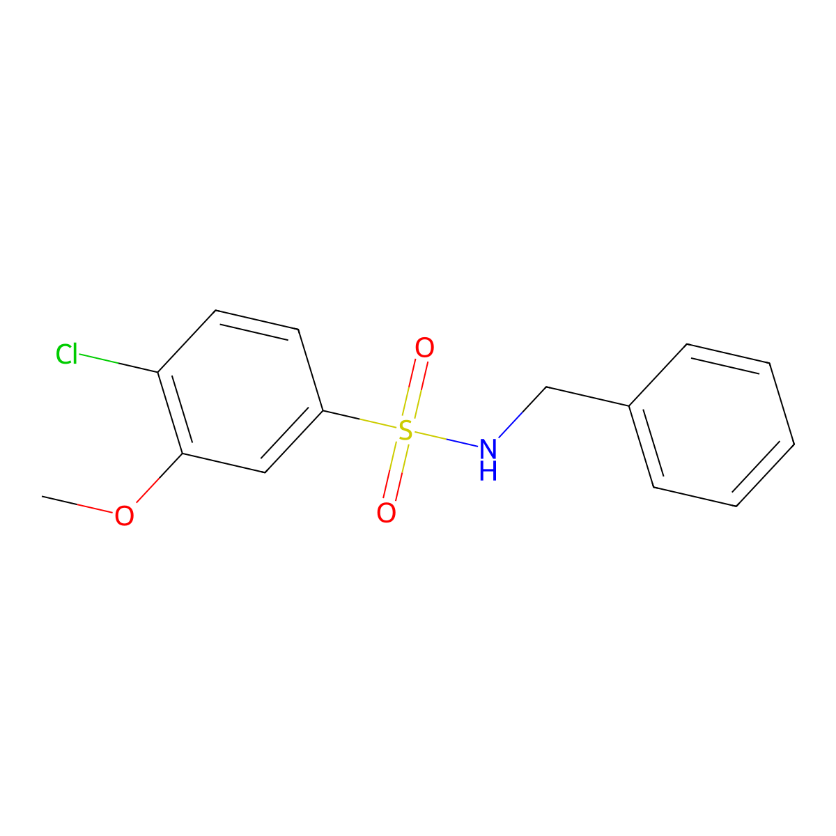 N-benzyl-4-chloro-3-methoxybenzenesulfonamide molecular structure, CAS 409357-27-3
