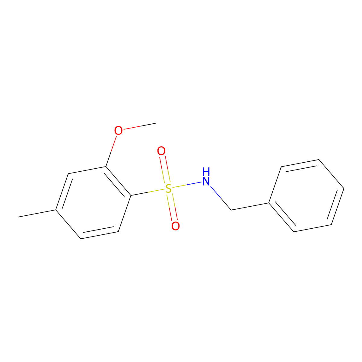N-benzyl-2-methoxy-4-methylbenzenesulfonamide molecular structure, CAS 409357-31-9