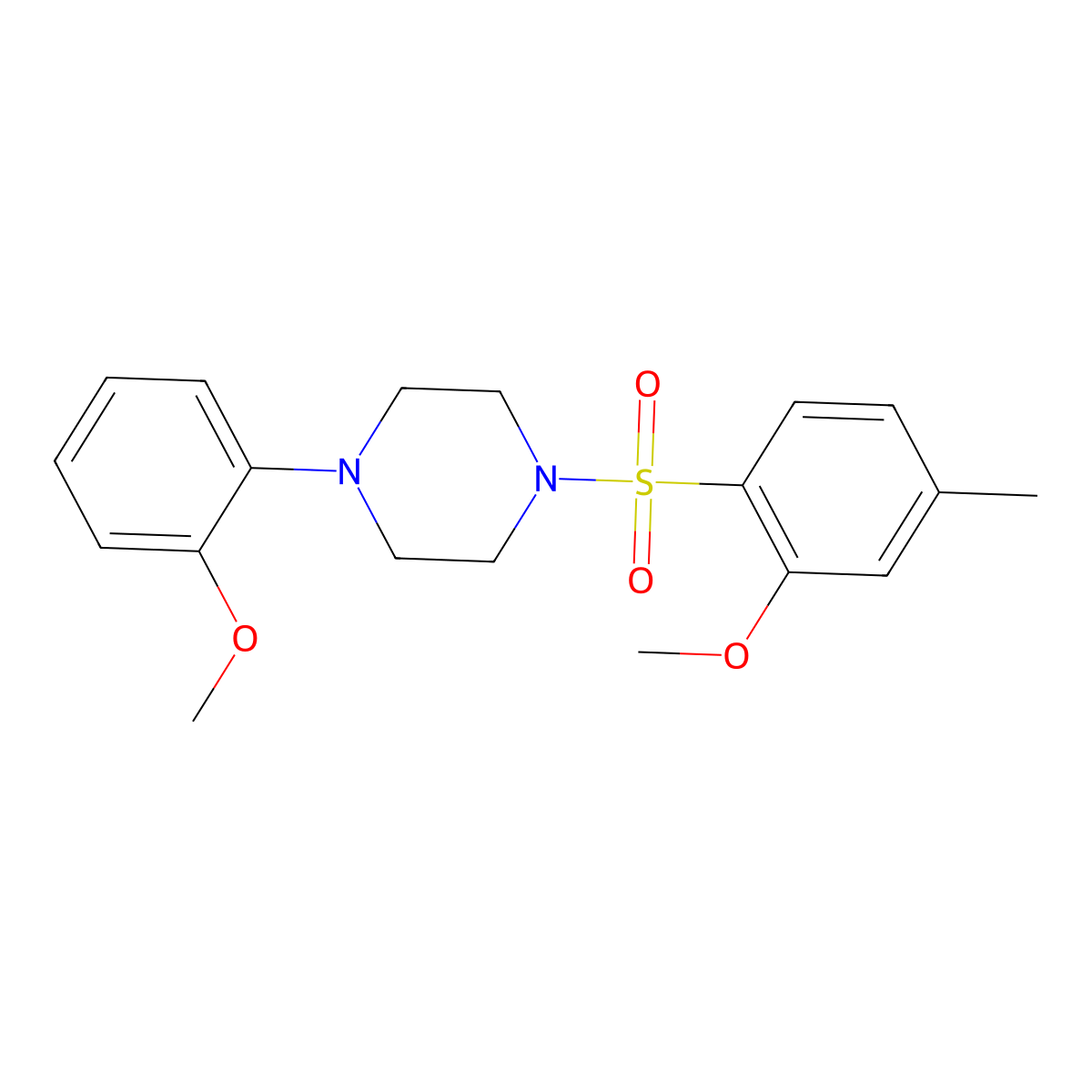 1-[(2-Methoxy-4-methylphenyl)sulfonyl]-4-(2-methoxyphenyl)piperazine molecular structure, CAS 409357-32-0