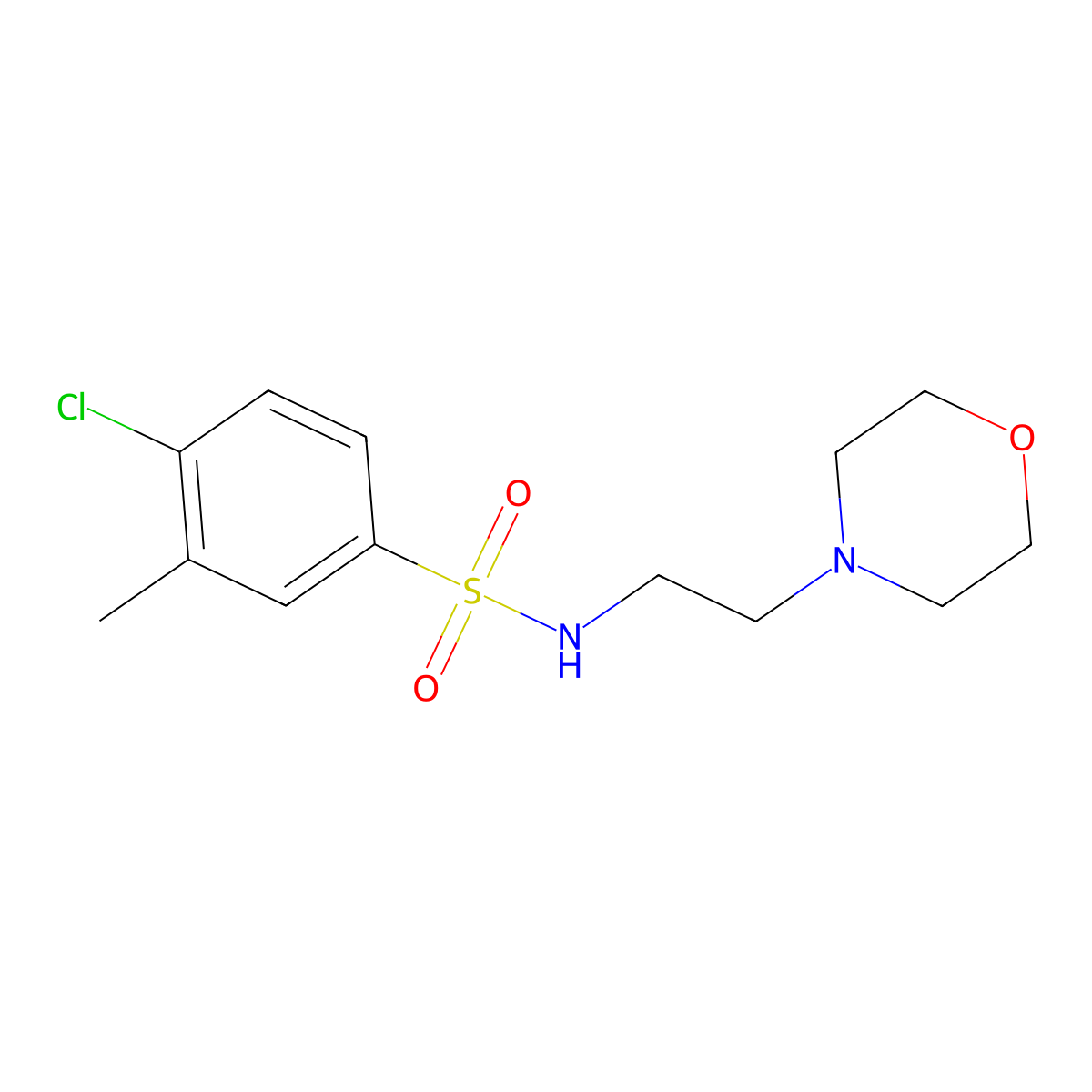 4-chloro-3-methyl-N-(2-morpholin-4-ylethyl)benzenesulfonamide molecular structure, CAS 409357-41-1