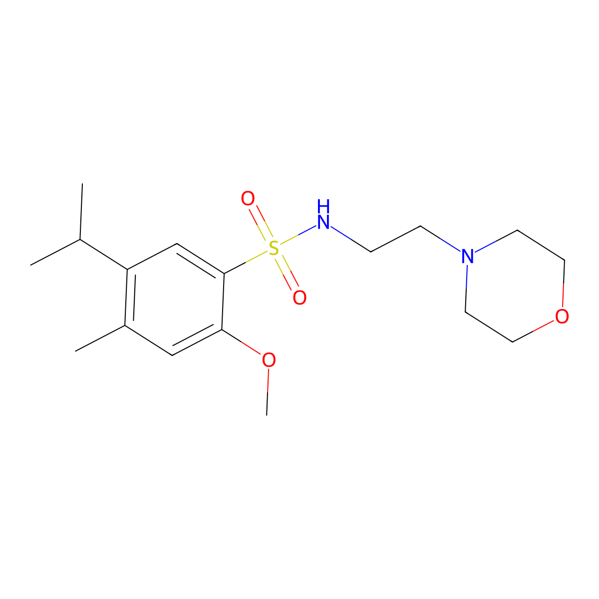 5-isopropyl-2-methoxy-4-methyl-N-(2-morpholinoethyl)benzenesulfonamide molecular structure, CAS 409357-43-3