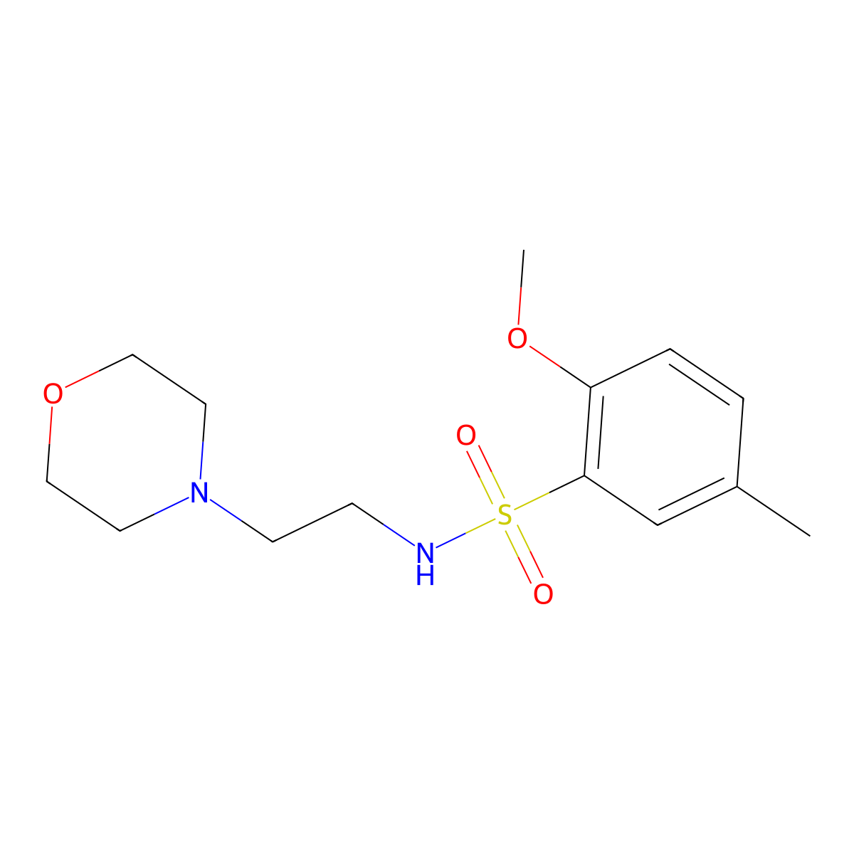 2-methoxy-5-methyl-N-(2-morpholin-4-ylethyl)benzenesulfonamide molecular structure, CAS 409357-51-3