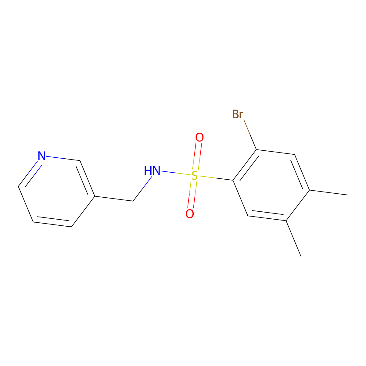 2-Bromo-4,5-dimethyl-N-pyridin-3-ylmethyl-benzenesulfonamide molecular structure, CAS 409357-61-5