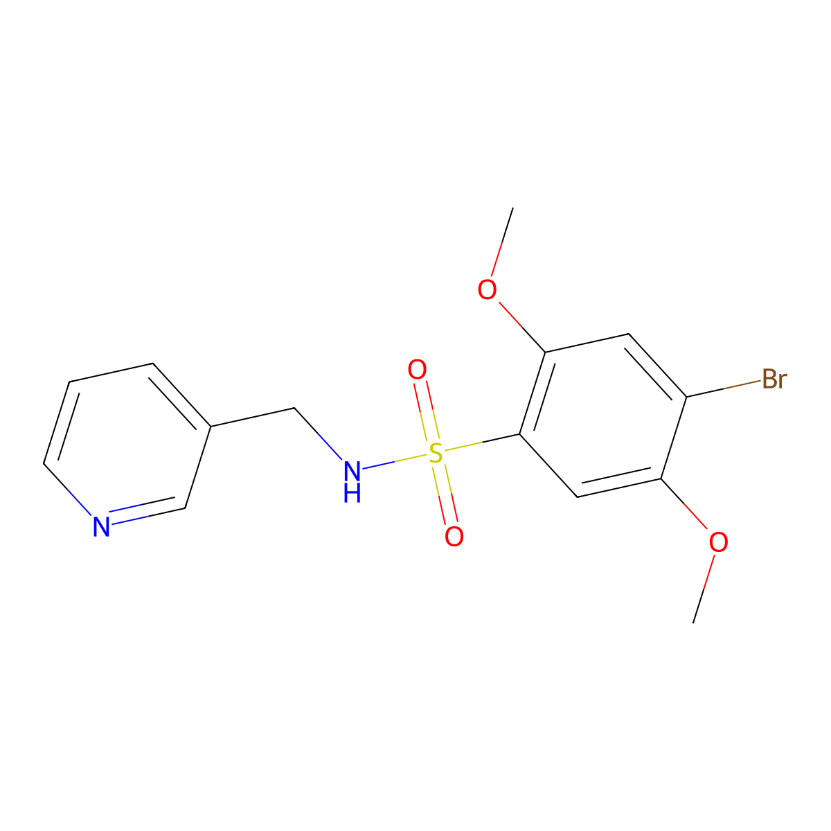 4-bromo-2,5-dimethoxy-N-(pyridin-3-ylmethyl)benzenesulfonamide molecular structure, CAS 409357-64-8