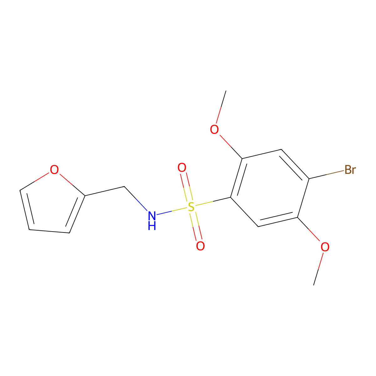 4-Bromo-N-(2-furylmethyl)-2,5-dimethoxybenzenesulfonamide molecular structure, CAS 409357-68-2
