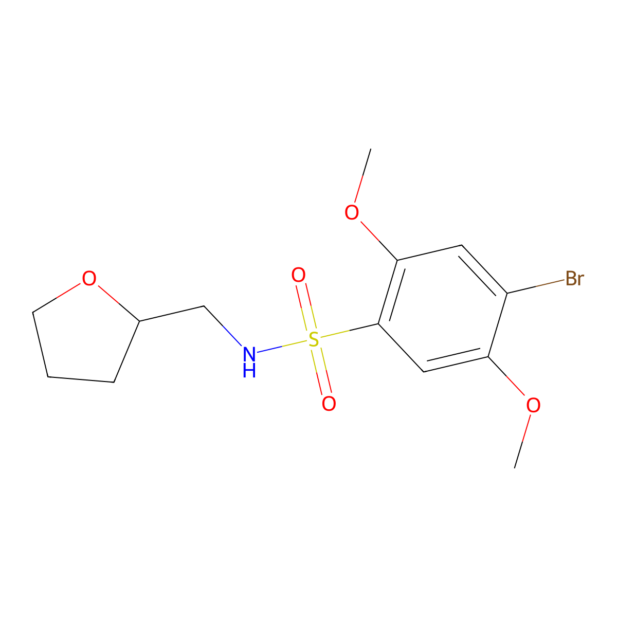 4-bromo-2,5-dimethoxy-N-(oxolan-2-ylmethyl)benzenesulfonamide molecular structure, CAS 409357-70-6