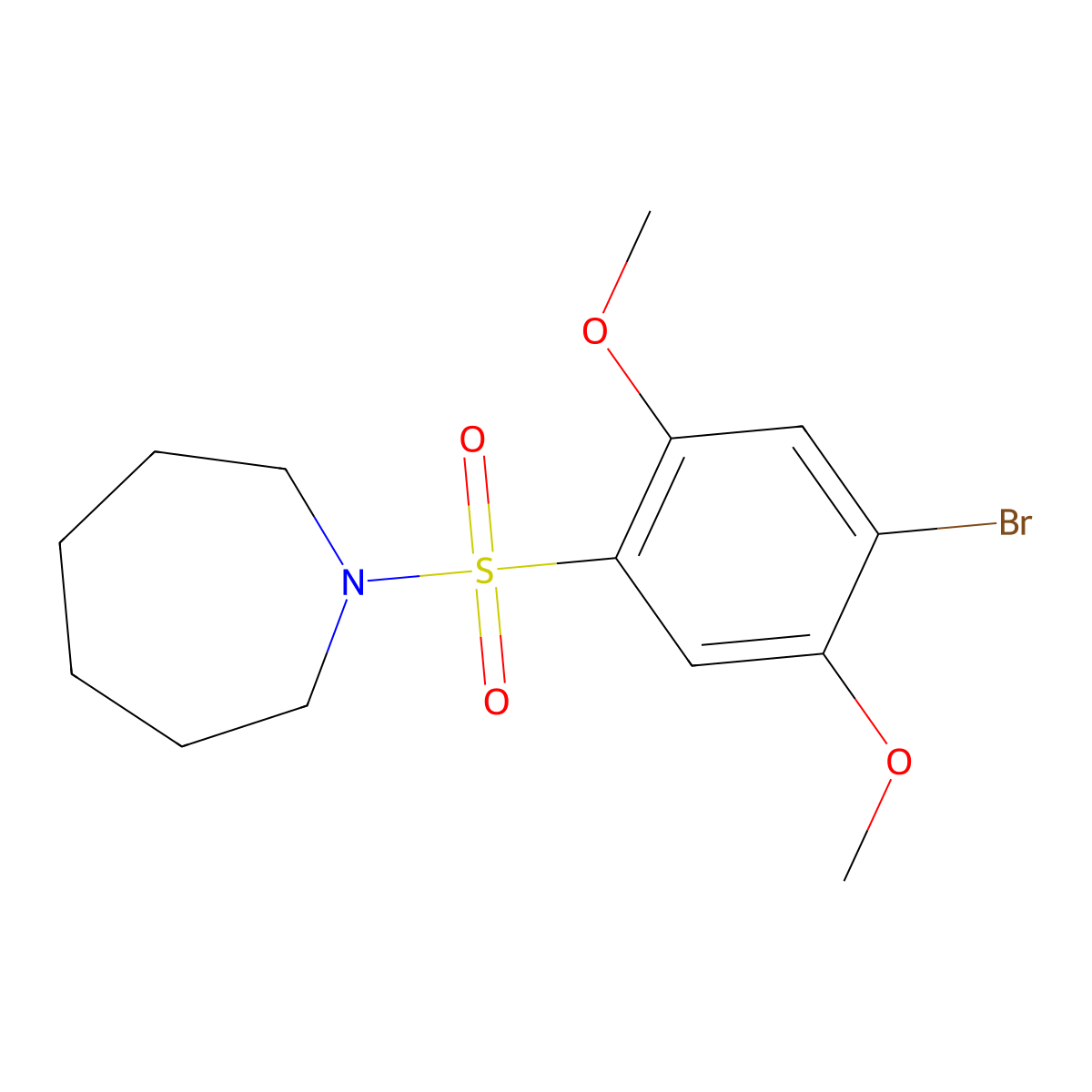 1-(4-Bromo-2,5-dimethoxyphenyl)sulfonylazepane molecular structure, CAS 409357-80-8