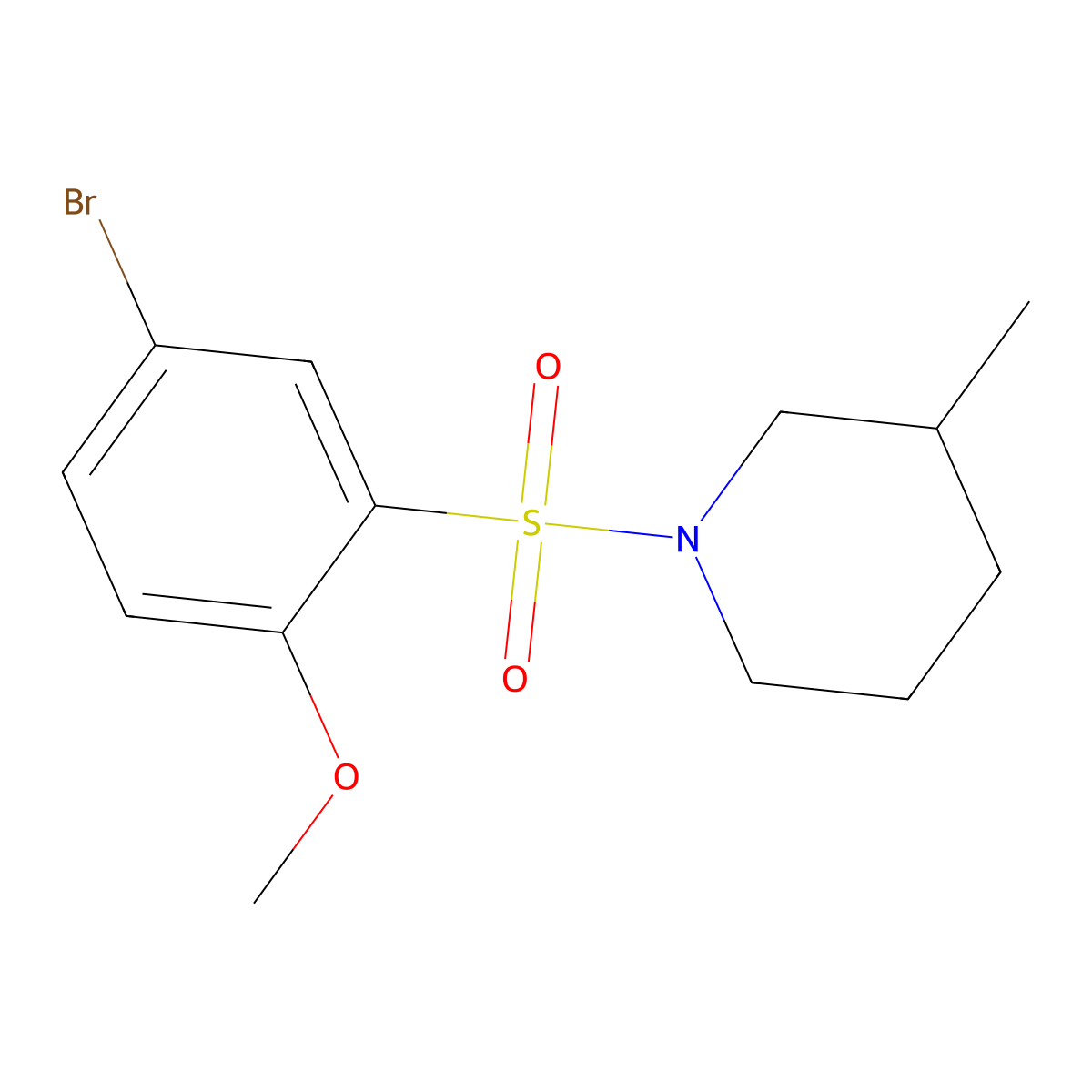 1-(5-Bromo-2-methoxyphenyl)sulfonyl-3-methylpiperidine molecular structure, CAS 409357-88-6