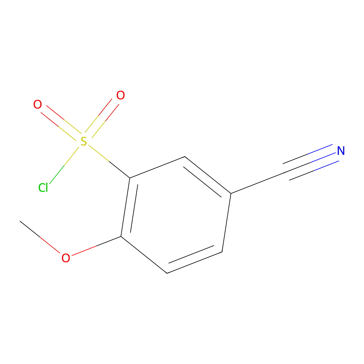 5-Cyano-2-methoxybenzene-1-sulfonyl chloride molecular structure, CAS 409359-25-7