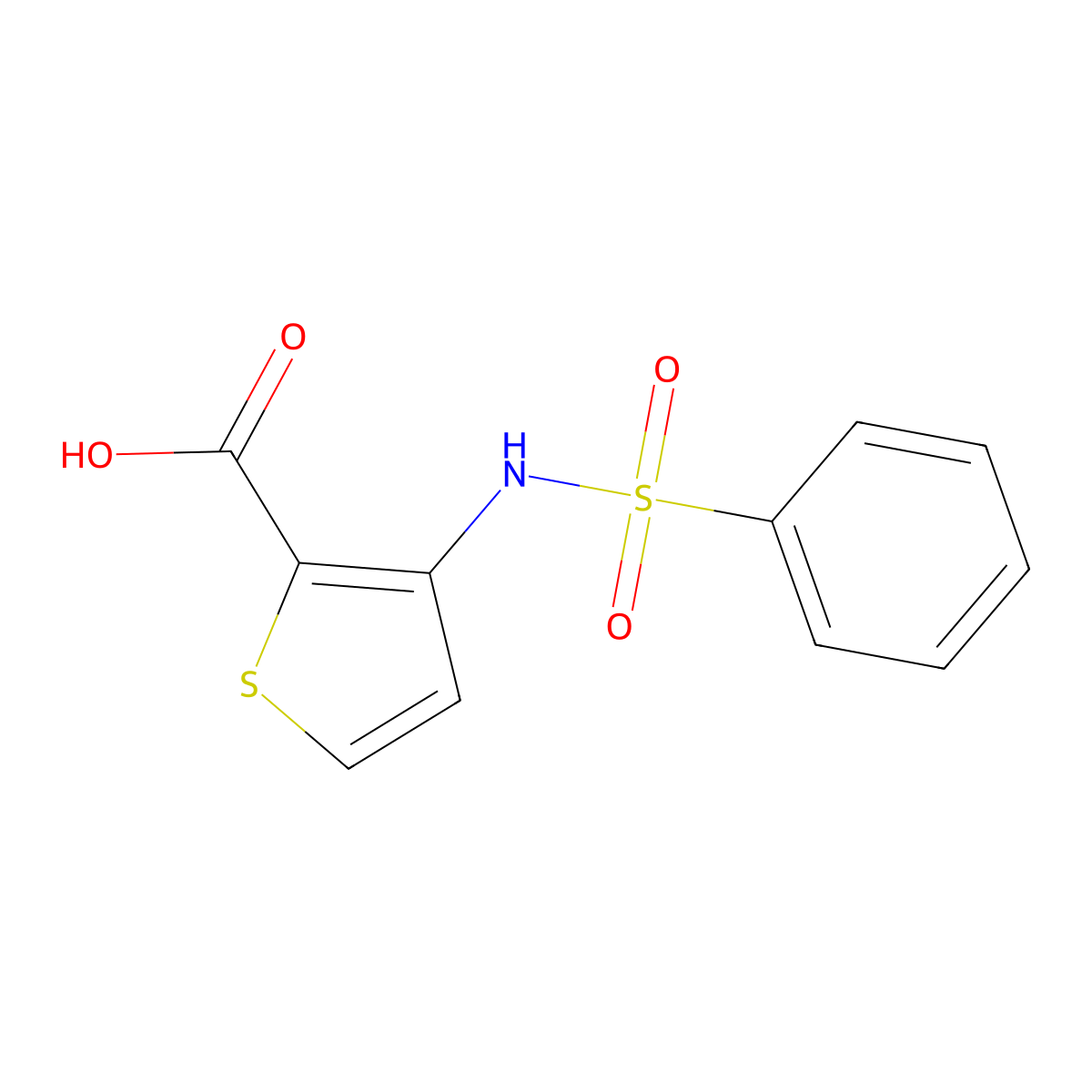 3-[(Phenylsulfonyl)amino]thiophene-2-carboxylic acid molecular structure, CAS 409364-78-9