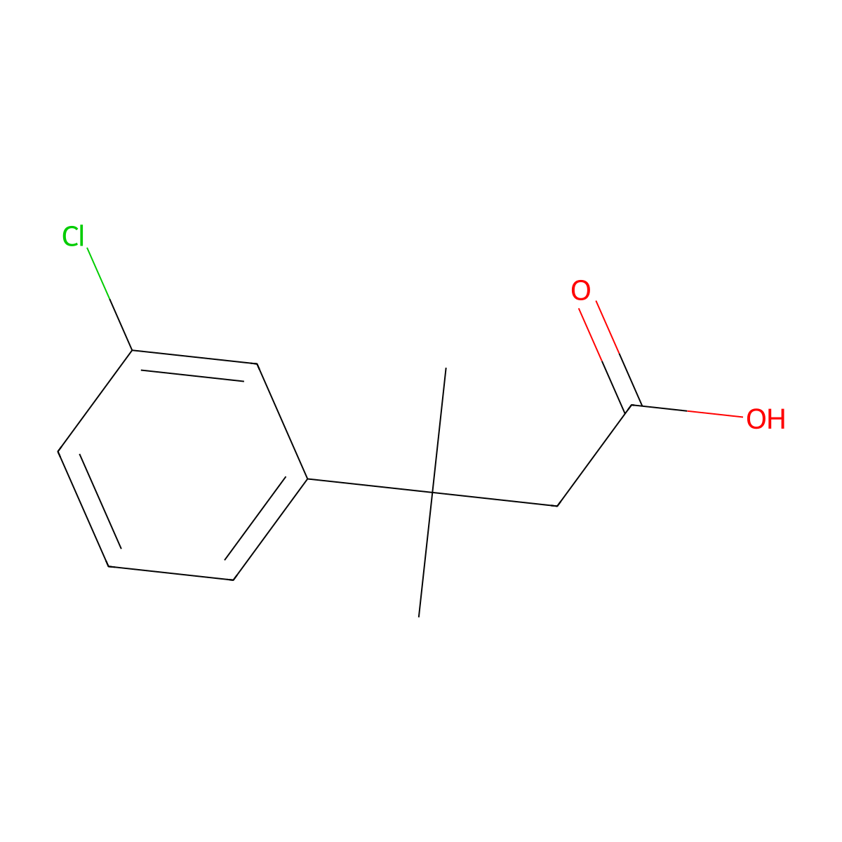3-(3-Chlorophenyl)-3-methylbutanoic acid molecular structure, CAS 4094-61-5