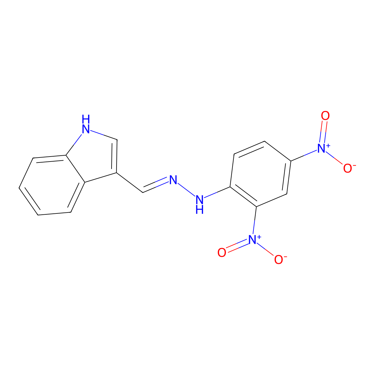 2-(2,4-Dinitrophenyl)-1-(indol-3-ylidenemethyl)hydrazine molecular structure, CAS 40941-43-3
