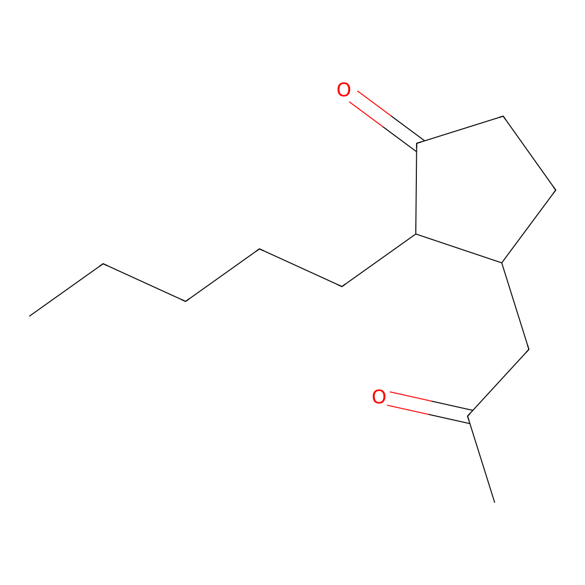 Cyclopentanone, 3-(2-oxopropyl)-2-pentyl- molecular structure, CAS 40942-73-2