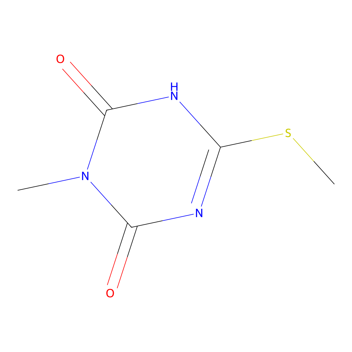 3-Methyl-6-(methylsulfanyl)-1,2,3,4-tetrahydro-1,3,5-triazine-2,4-dione molecular structure, CAS 40943-34-8