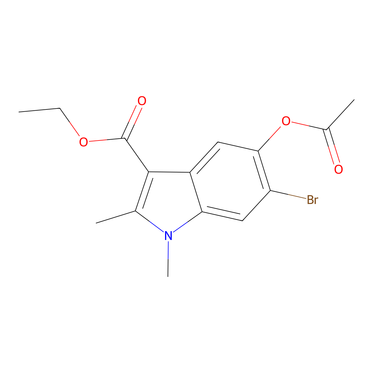 ethyl 5-(acetyloxy)-6-bromo-1,2-dimethyl-1H-indole-3-carboxylate molecular structure, CAS 40945-69-5