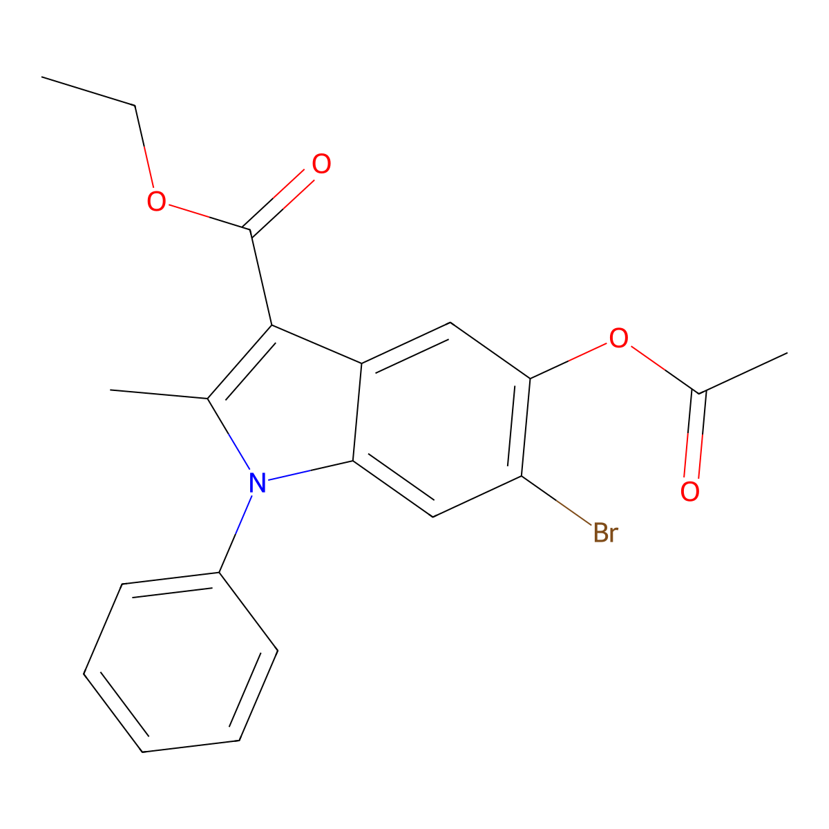 Ethyl 5-(acetyloxy)-6-bromo-2-methyl-1-phenyl-1H-indole-3-carboxylate molecular structure, CAS 40945-73-1