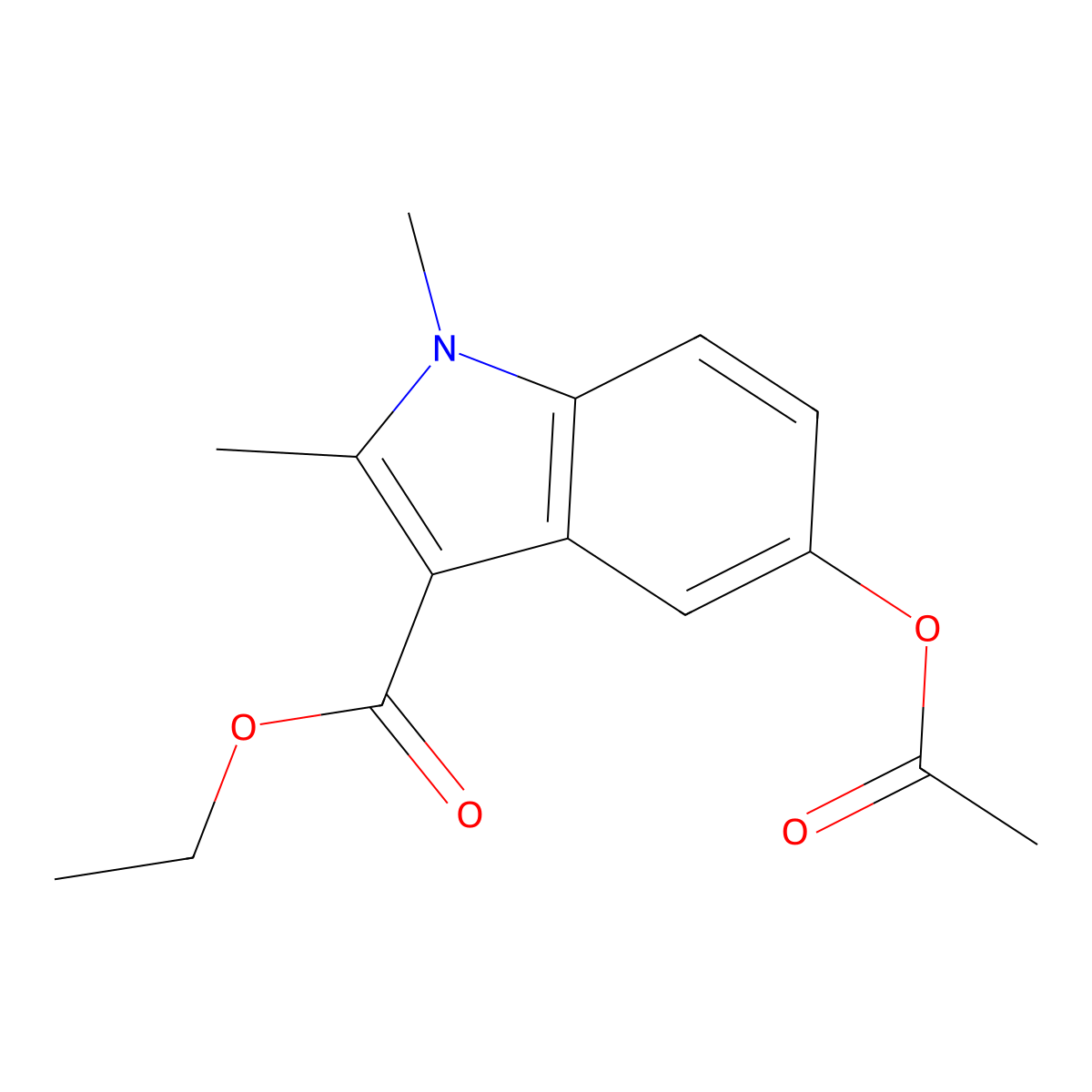Ethyl 5-acetyloxy-1,2-dimethylindole-3-carboxylate molecular structure, CAS 40945-79-7