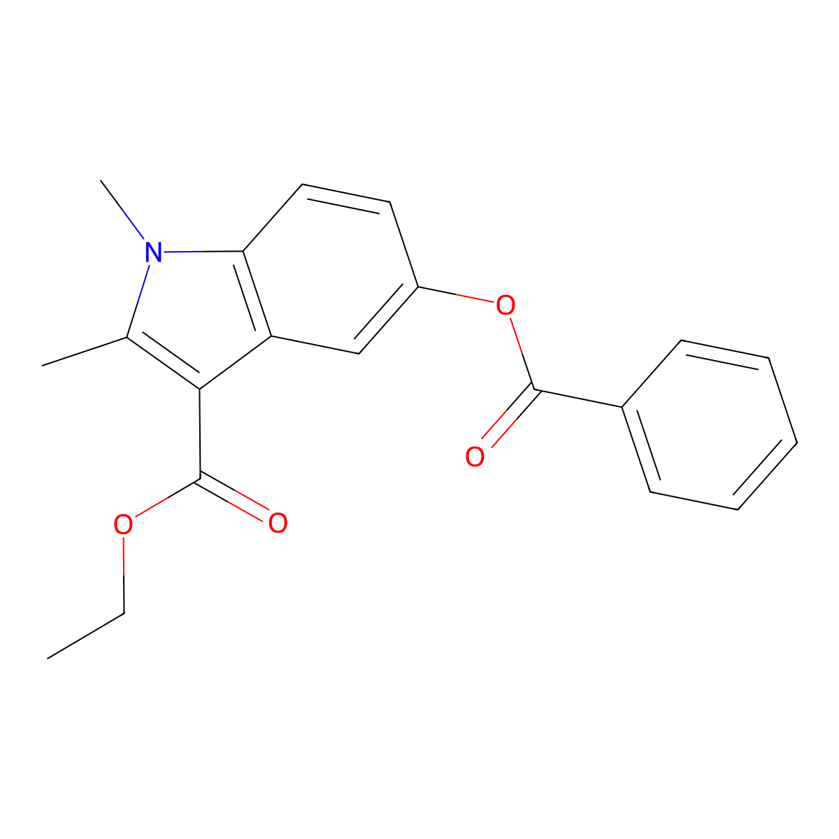 Ethyl 5-(benzoyloxy)-1,2-dimethyl-1H-indole-3-carboxylate molecular structure, CAS 40945-80-0