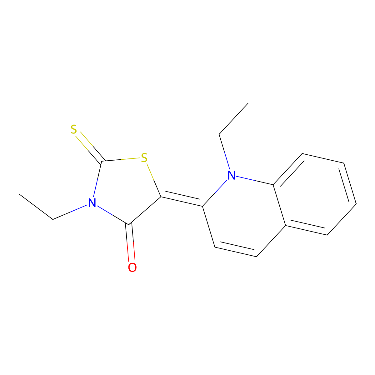 3-Ethyl-5-(1-ethyl-2-quinolinylidene)-2-sulfanylidene-4-thiazolidinone molecular structure, CAS 4095-74-3