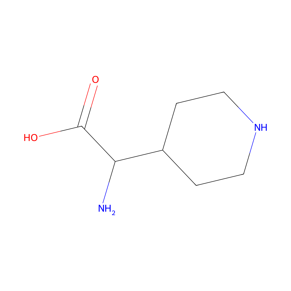 2-Amino-2-(piperidin-4-yl)acetic acid molecular structure, CAS 40951-40-4