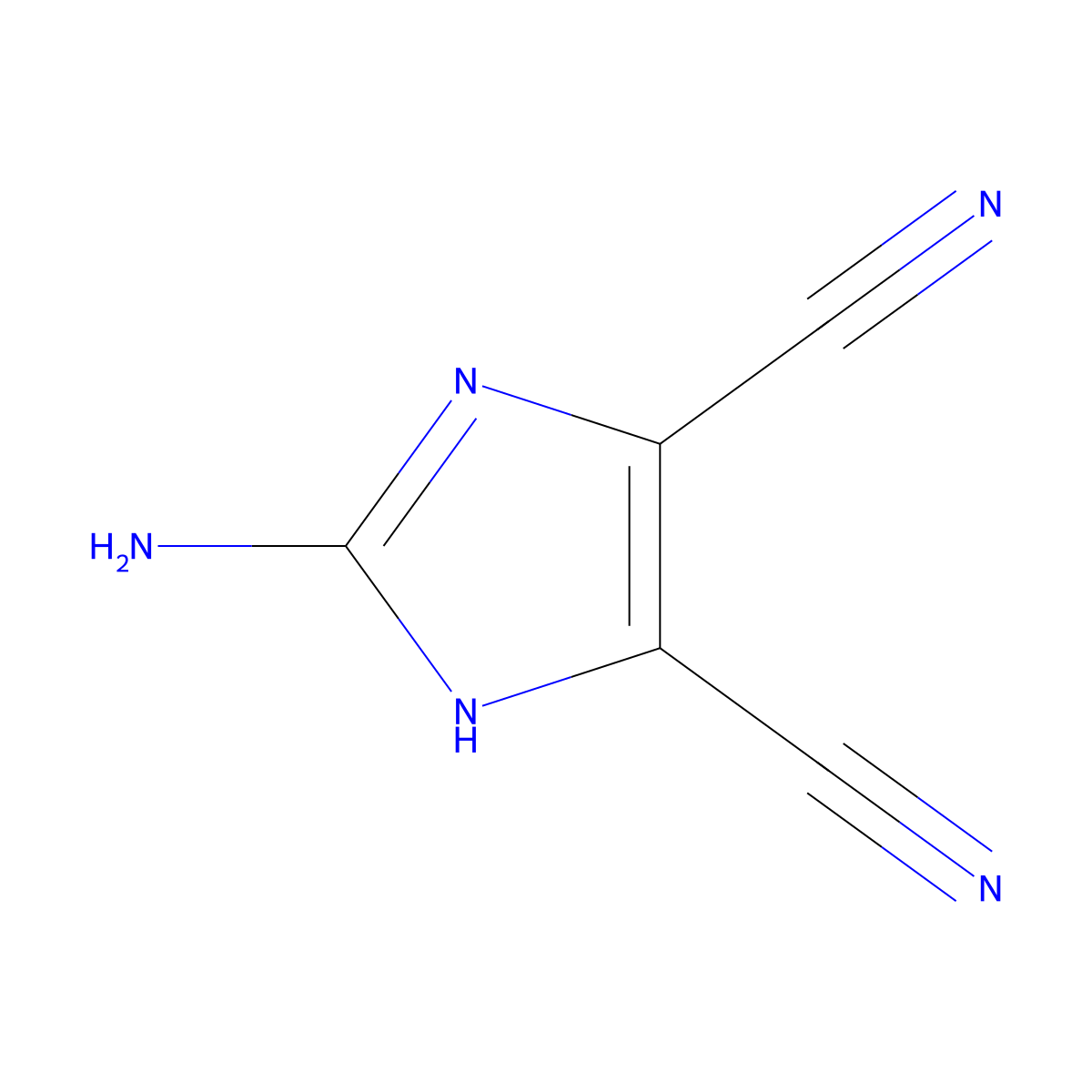 1H-Imidazole-4,5-dicarbonitrile, 2-amino- molecular structure, CAS 40953-34-2