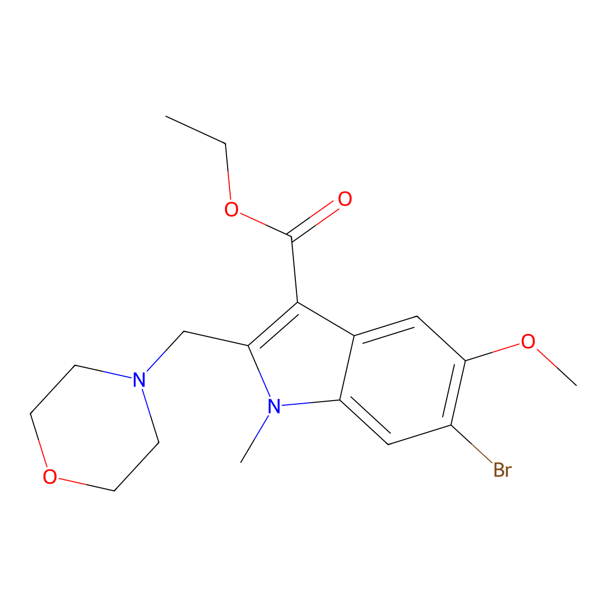 ethyl 6-bromo-5-methoxy-1-methyl-2-(morpholin-4-ylmethyl)-1H-indole-3-carboxylate molecular structure, CAS 40963-86-8
