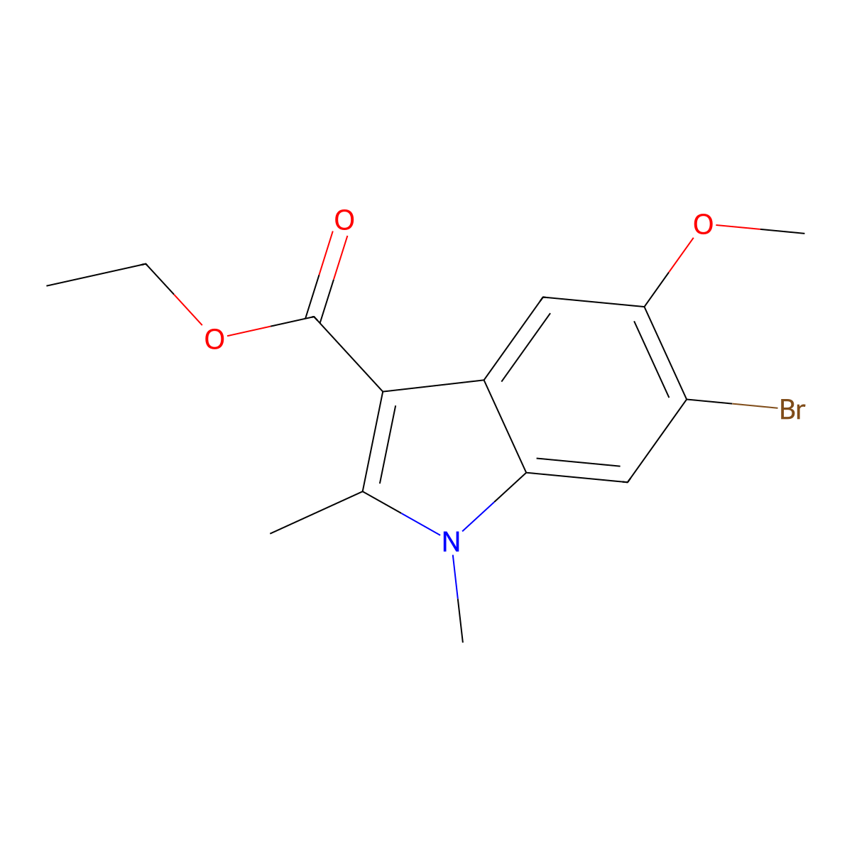 ethyl 6-bromo-5-methoxy-1,2-dimethyl-1H-indole-3-carboxylate molecular structure, CAS 40963-89-1