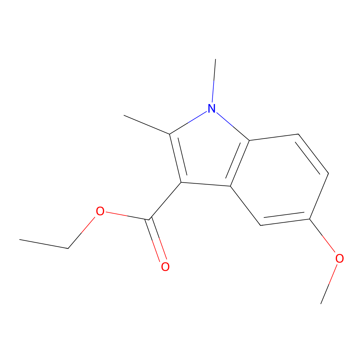 ethyl 5-methoxy-1,2-dimethyl-1H-indole-3-carboxylate molecular structure, CAS 40963-98-2