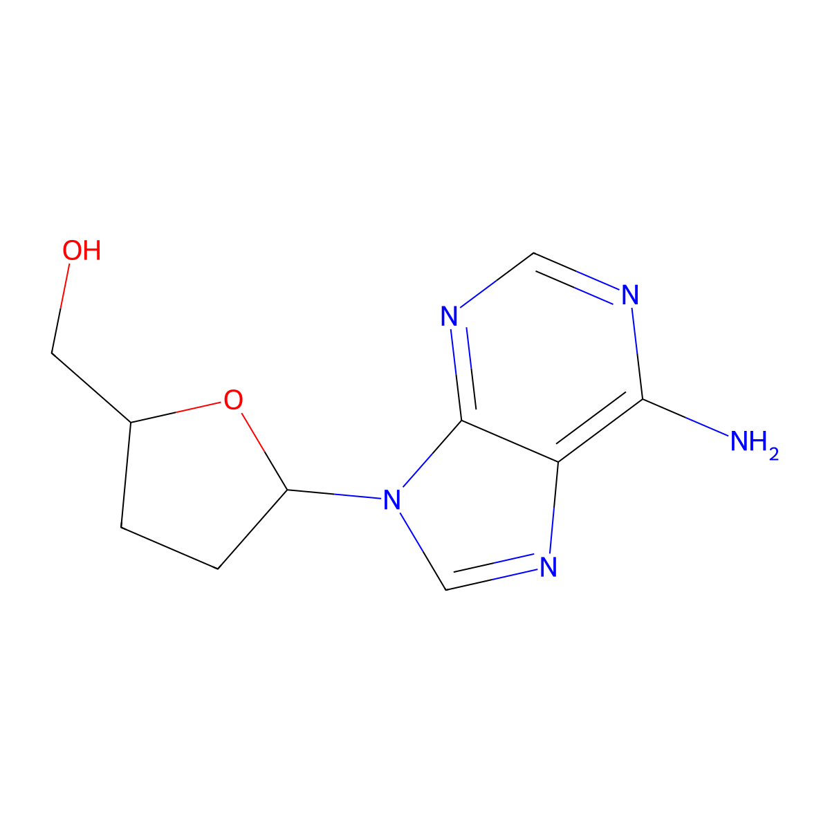 Dideoxyadenosine molecular structure, CAS 4097-22-7