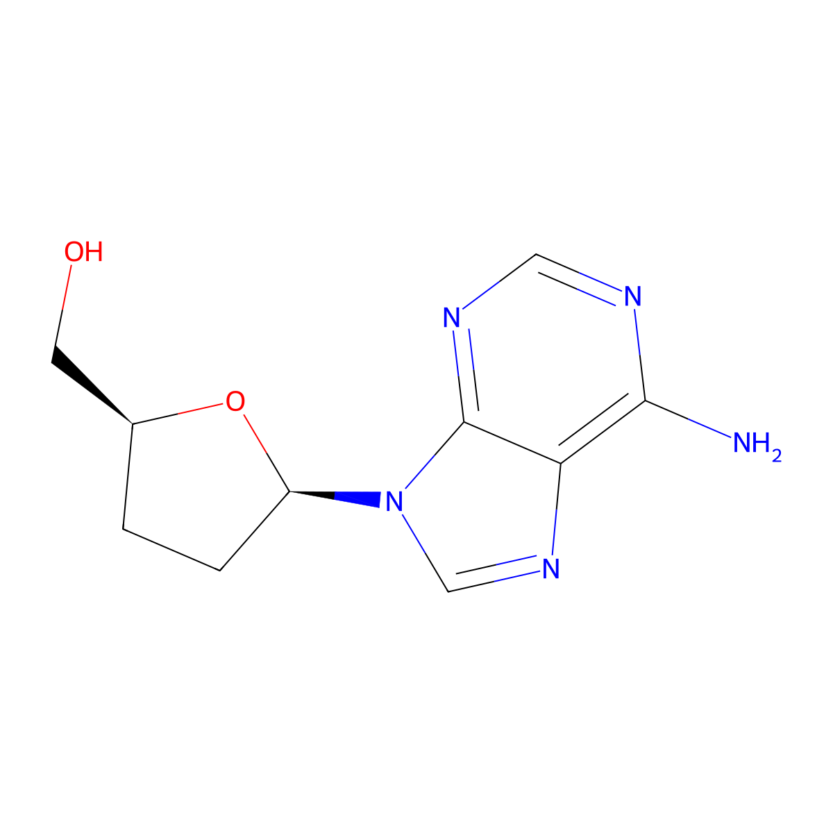 Dideoxyadenosine molecular structure, CAS 4097-22-7