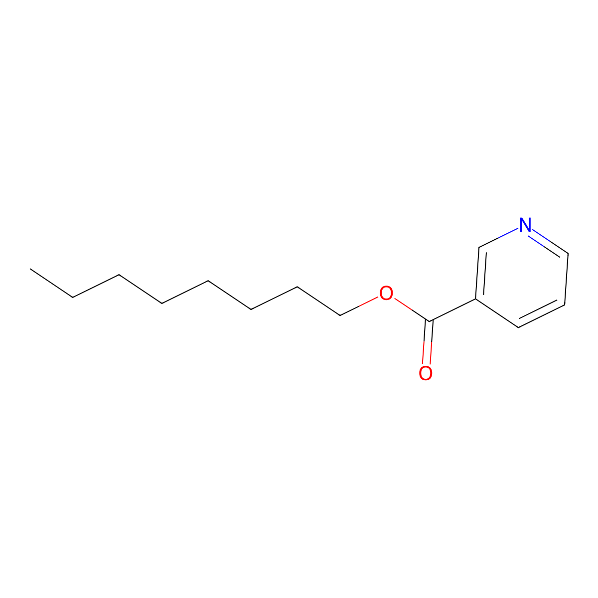 Octyl nicotinate molecular structure, CAS 40975-41-5