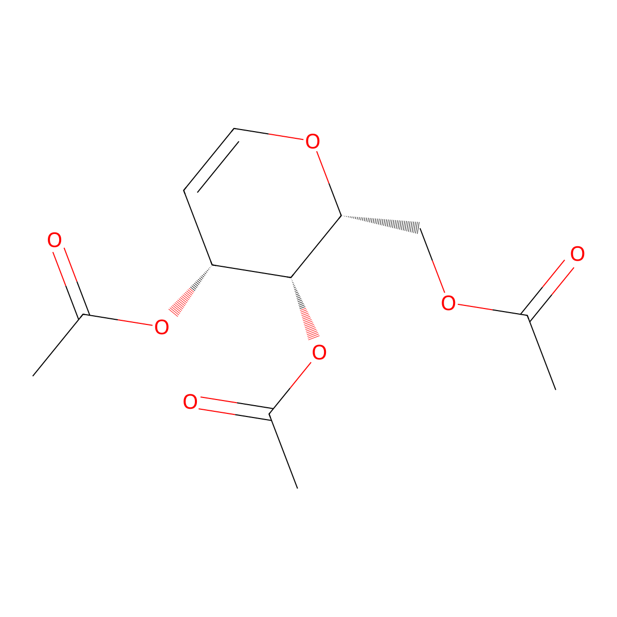 2,6-anhydro-5-deoxy-D-arabino-hex-5-enitol triacetate molecular structure, CAS 4098-06-0