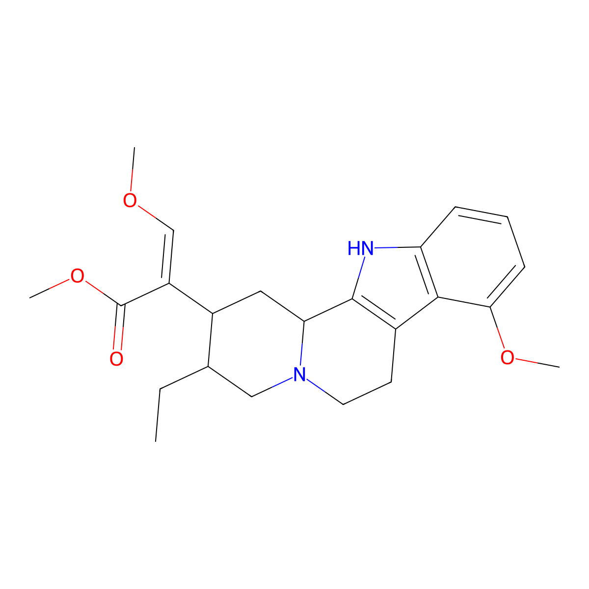(-)-Mitragynine molecular structure, CAS 4098-40-2