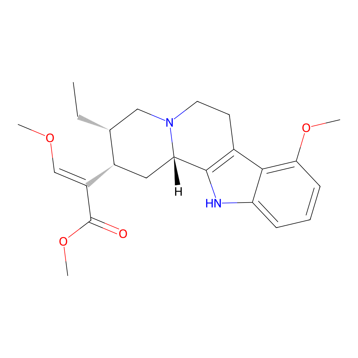 (-)-Mitragynine molecular structure, CAS 4098-40-2