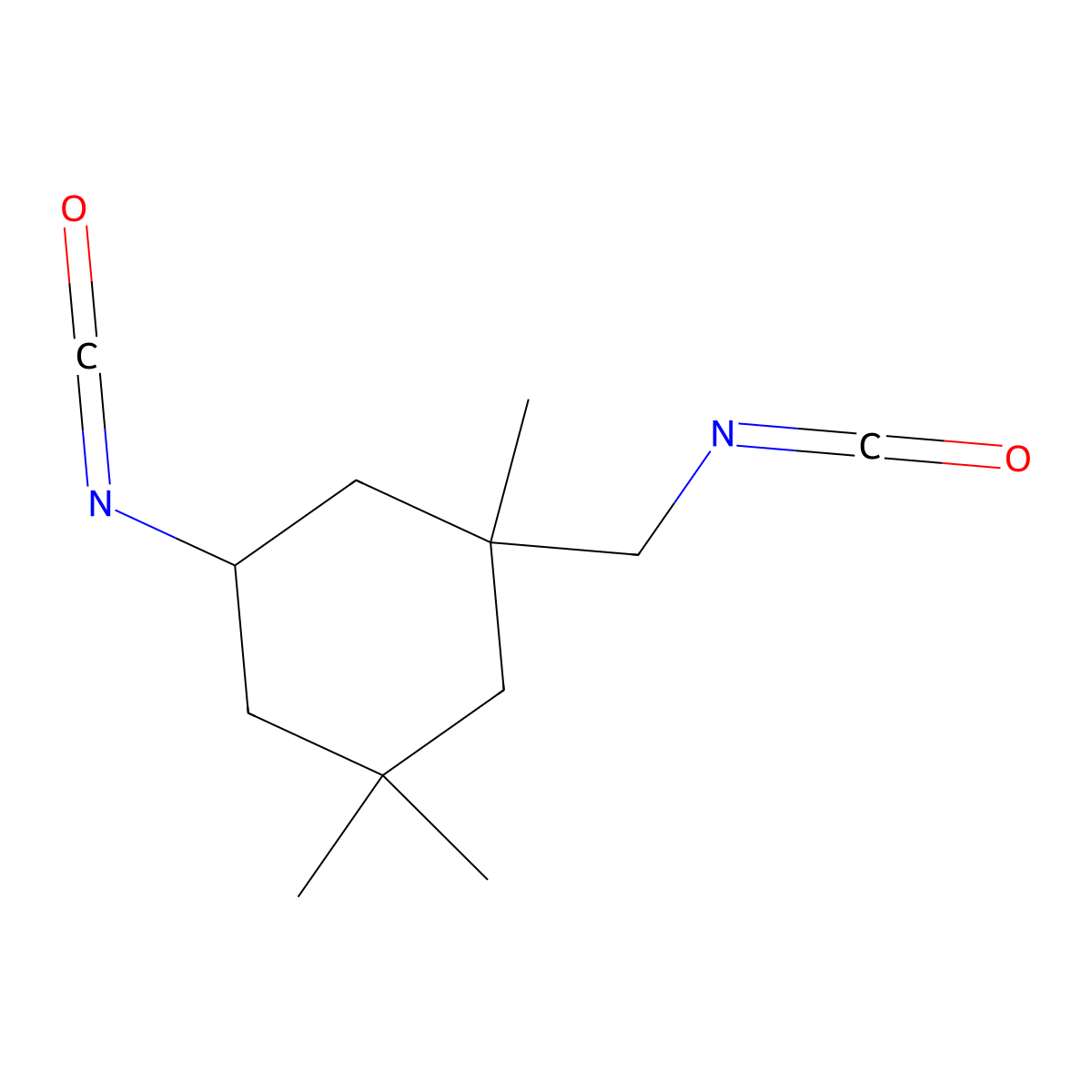Isophorone diisocyanate molecular structure, CAS 4098-71-9