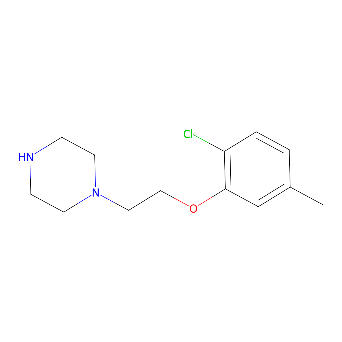 1-(2-(2-Chloro-5-methylphenoxy)ethyl)piperazine molecular structure, CAS 40987-20-0